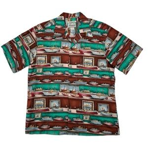 Reyn Spooner American Classics Ships Boat Nautical Print Shirt size Large